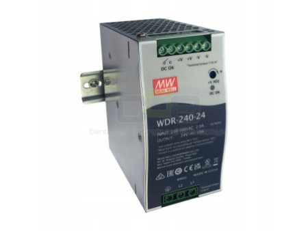 Zasilacz MeanWell WDR-240-24, DIN, 24V, 10A, 240W