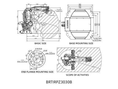 Robot przemysłowy BRTIRPZ3030B 4-osiowy, 2950mm, 300kg, 24.49kVA