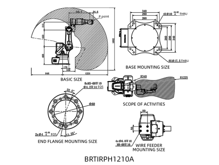 Robot przemysłowy BRTIRPH1210A 6-osiowy, 1225mm, 10kg, 4.3kVA