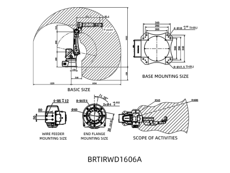 kopia Robot przemysłowy BRTIRWD1606A 6-osiowy, 1600mm, 6kg, 6.11kVA