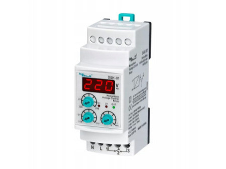 Cyfrowy przekaźnik kontroli fazy i napięcia+wyświetlacz, 1x230VAC 5A/250VAC
