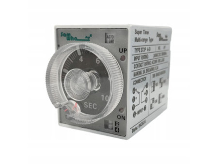 Przekaźnik czasowy wielofunkcyjny 230VAC 0-10sek. z gniazdem