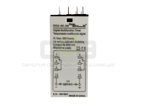 Przekaźnik czasowy 0.1sek-999h 230V, 2P, 2x5A/250V